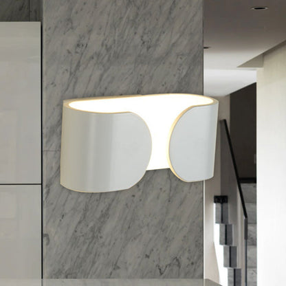 DecorBites™ Modern White LED Wall Sconce with Curved Rectangle Design and Warm Light