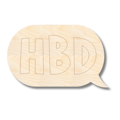 Unfinished Wood Etched HBD Speech Bubble Shape | Paint By Line Crafts | up to 30" DIY