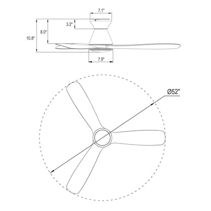 52" Ahmedabad Industrial DC Motor Flush Mount Reversible Ceiling Fan with LED Lighting and Remote Control