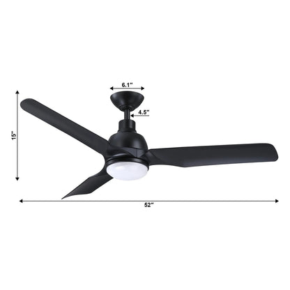 52" Cason Induatrial Downrod Mount Reversible Ceiling Fan with LED Lighting and Remote Control