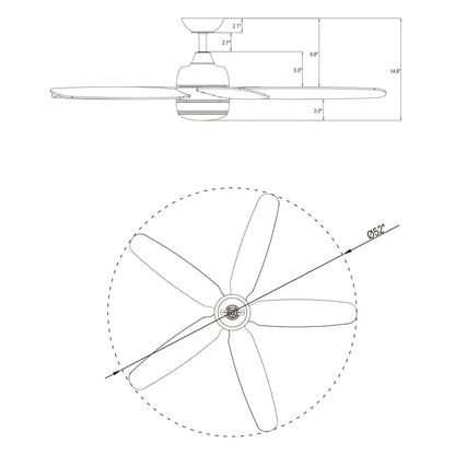 52" Dicken Farmhouse Downrod Mount Reversible Ceiling Fan with Lighting and Remote Control