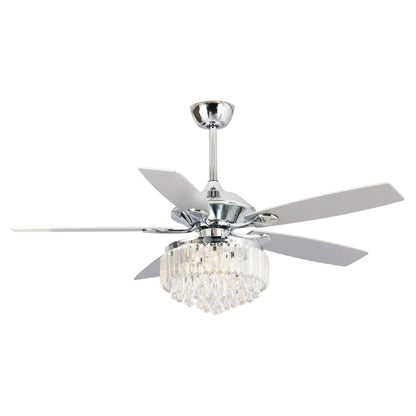 52" Elkton Modern Reversible Crystal Fandelier with Lighting and Remote Control