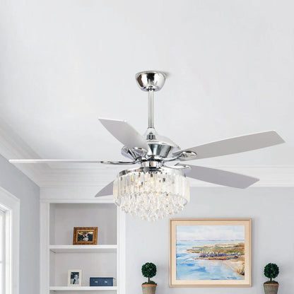 52" Elkton Modern Reversible Crystal Fandelier with Lighting and Remote Control