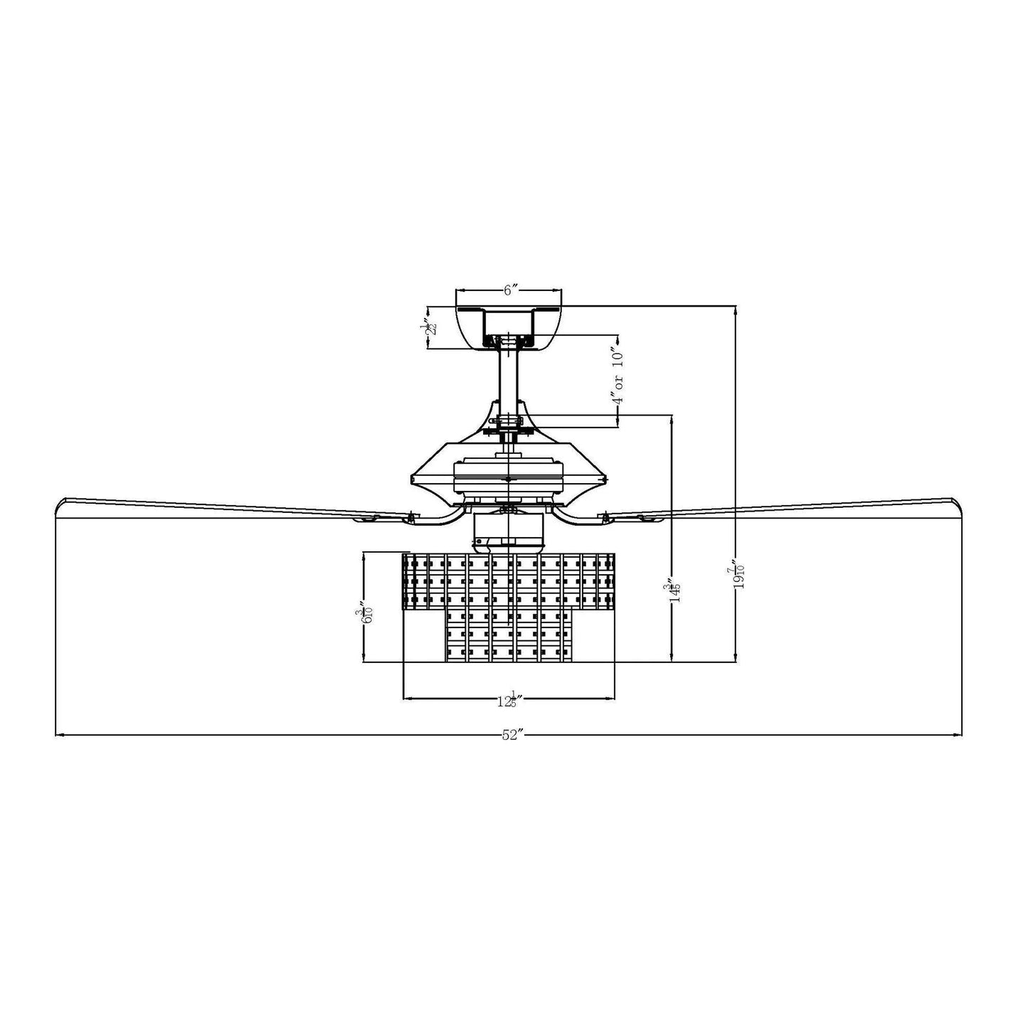 52" Nowthen Modern Crystal Chandelier Ceiling Fan with Led Light and Remote Control 5 Blades Chrome