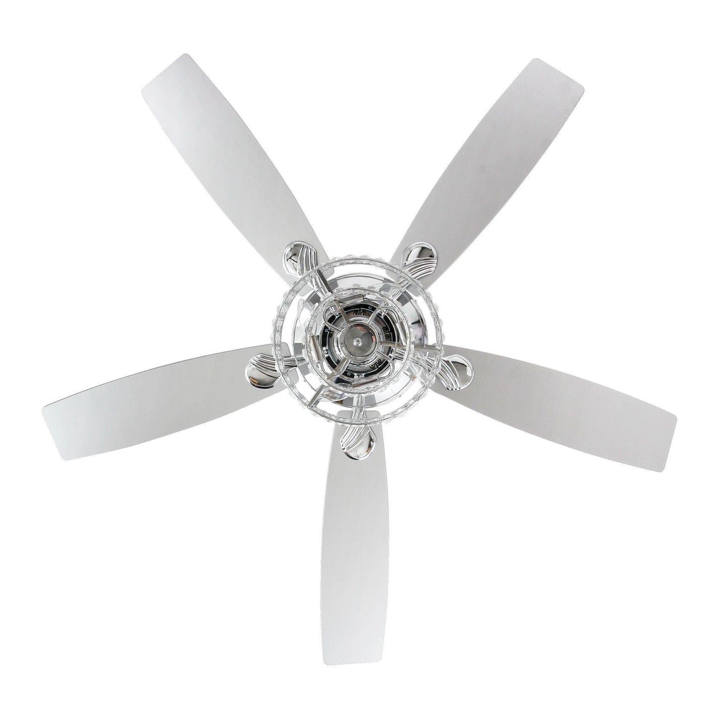 52" Nowthen Modern Crystal Chandelier Ceiling Fan With Led Light And Remote Control 5 Blades Chrome