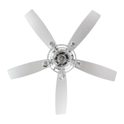 52" Nowthen Modern Crystal Chandelier Ceiling Fan With Led Light And Remote Control 5 Blades Chrome