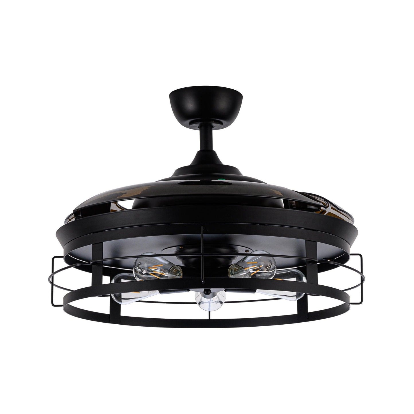 52" Industrial Downrod Mount Ceiling Fan With Lighting And Remote Control