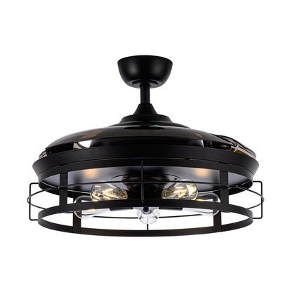 52" Industrial Downrod Mount Ceiling Fan With Lighting And Remote Control