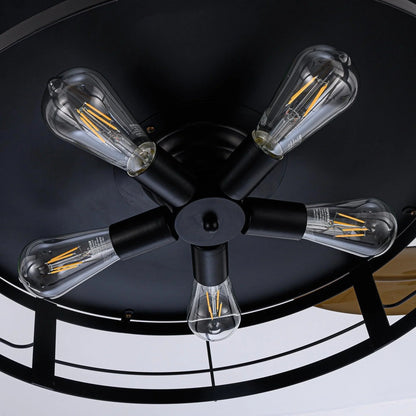 52" Industrial Downrod Mount Ceiling Fan with Lighting and Remote Control