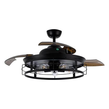 52" Industrial Downrod Mount Ceiling Fan with Lighting and Remote Control