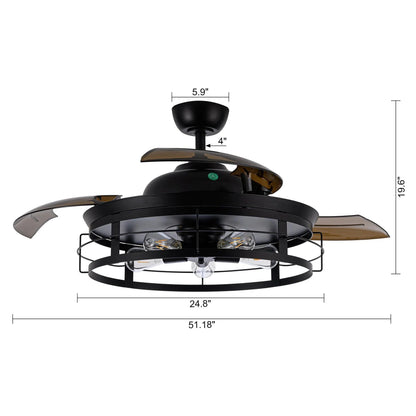 52" Industrial Downrod Mount Ceiling Fan with Lighting and Remote Control