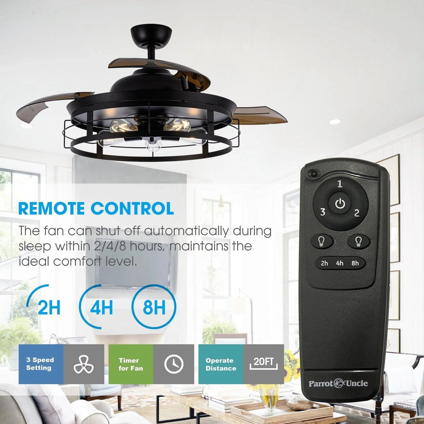 52" Industrial Downrod Mount Ceiling Fan with Lighting and Remote Control