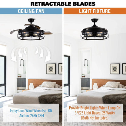 52" Industrial Downrod Mount Ceiling Fan with Lighting and Remote Control