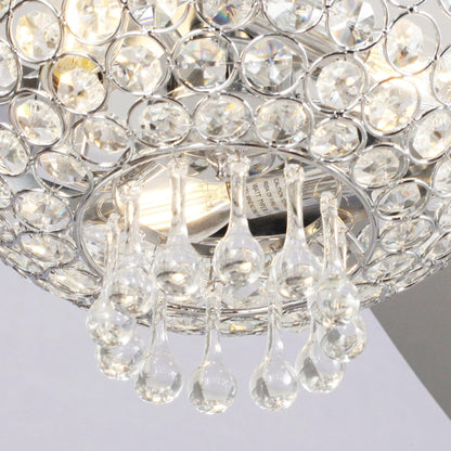 52" Modern Chrome Flush Mount Reversible Crystal Ceiling Fan With Lighting And Remote Control