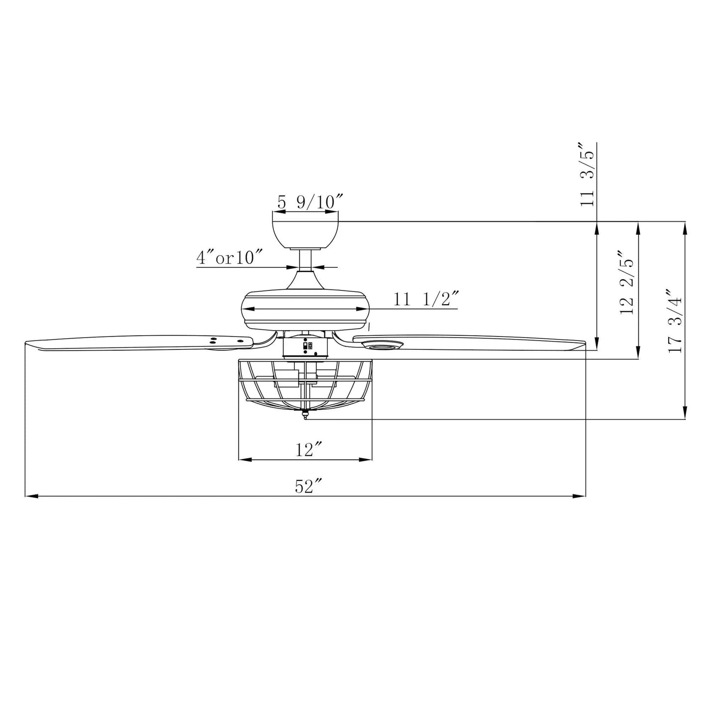52" Kyla Industrial Caged Ceiling Fan with Light Remote Control Satin Nickel