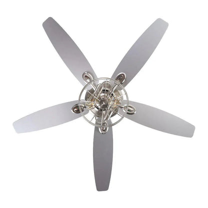 52" Kyla Industrial Caged Ceiling Fan with Light Remote Control Satin Nickel