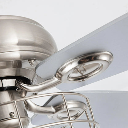 52" Kyla Industrial Caged Ceiling Fan with Light Remote Control Satin Nickel