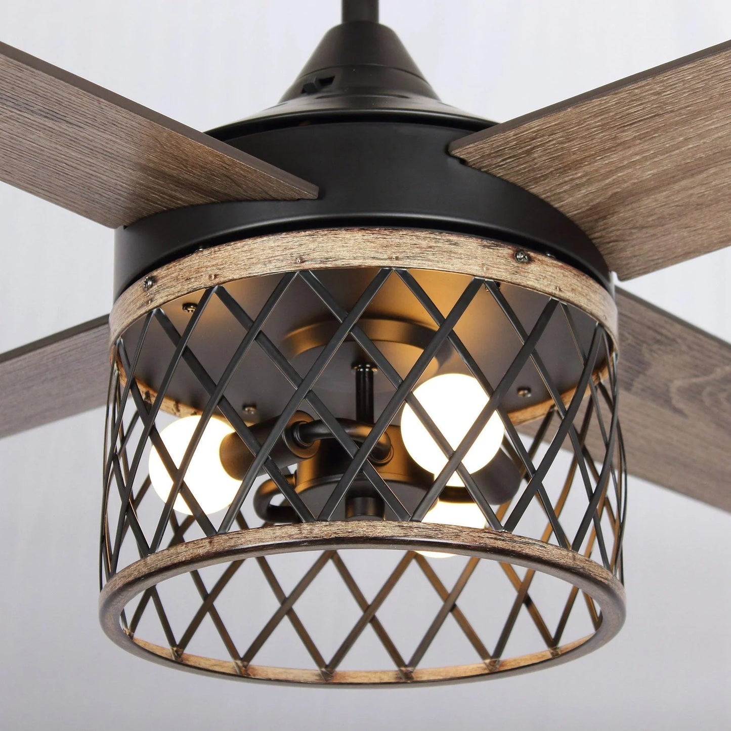 52" Mirelle Indoor Black Downrod Mounting Ceiling Fan with Light Kit and Remote