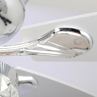 52" Panipat Modern Chrome Flush Mount Reversible Crystal Ceiling Fan with Lighting and Remote Control
