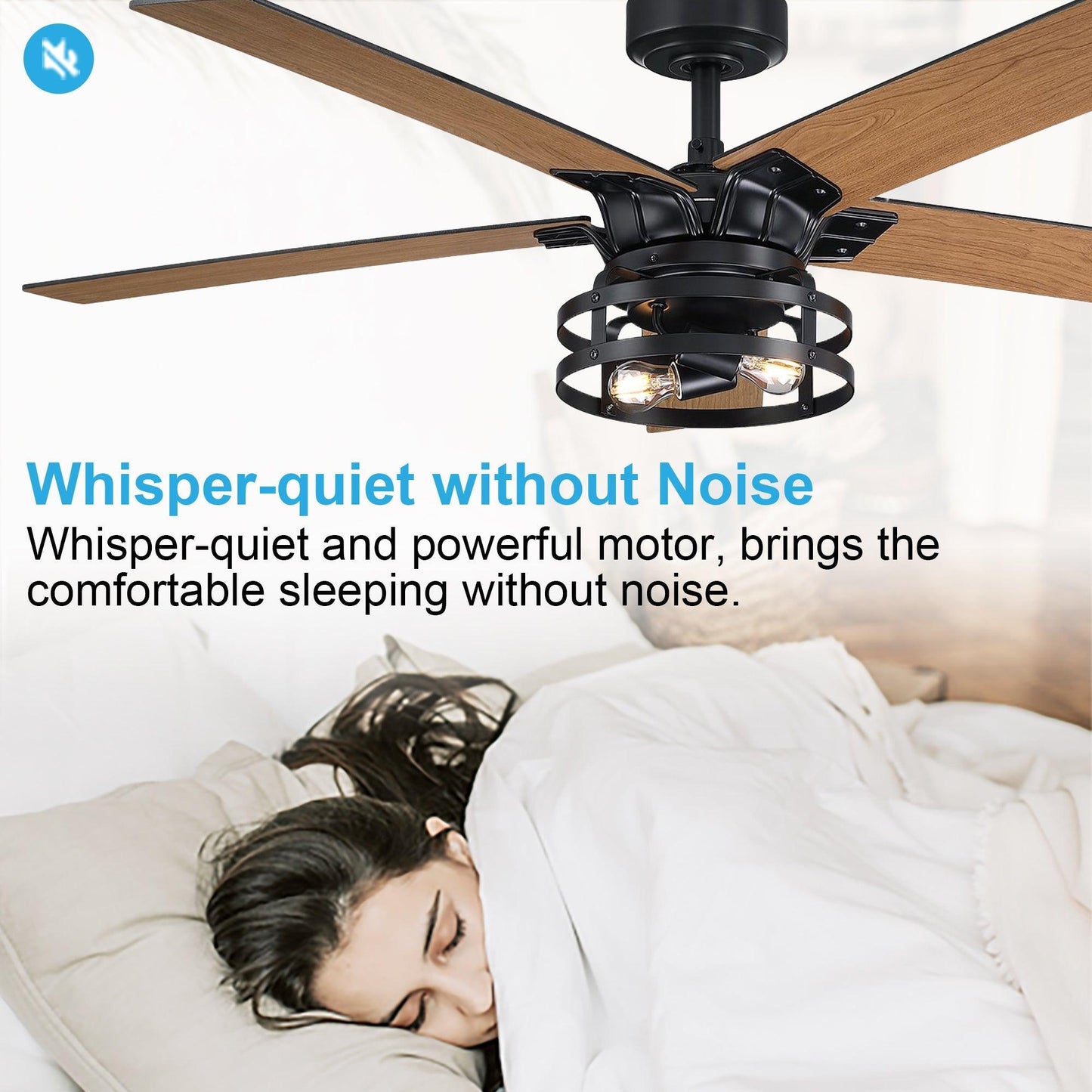 52" Industrial Reversible 5 Blade Led Ceiling Fan