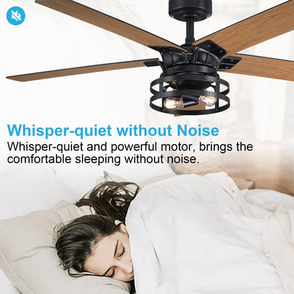 52" Industrial Reversible 5 Blade Led Ceiling Fan