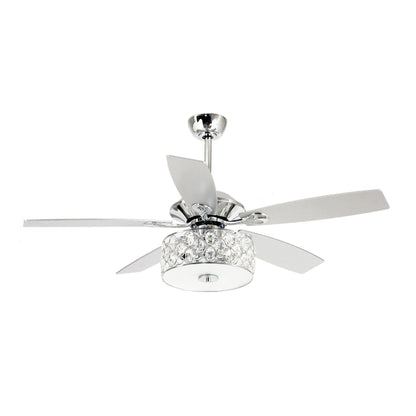 52" Tibuh Modern Crystal Chandelier Ceiling Fan With Led Light And Remote Control 5 Blades Chrome
