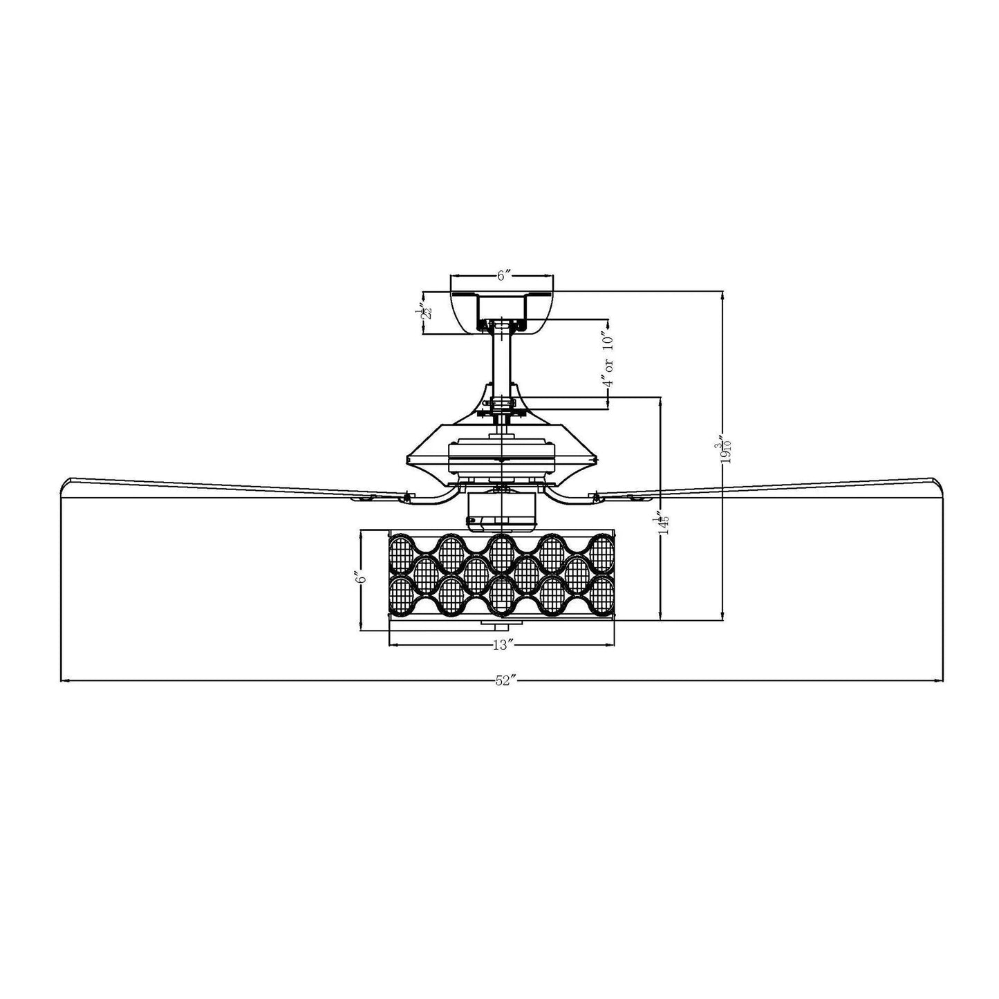 52" Tibuh Modern Crystal Chandelier Ceiling Fan with Led Light And Remote Control 5 Blades Chrome