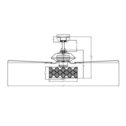 52" Tibuh Modern Crystal Chandelier Ceiling Fan with Led Light And Remote Control 5 Blades Chrome
