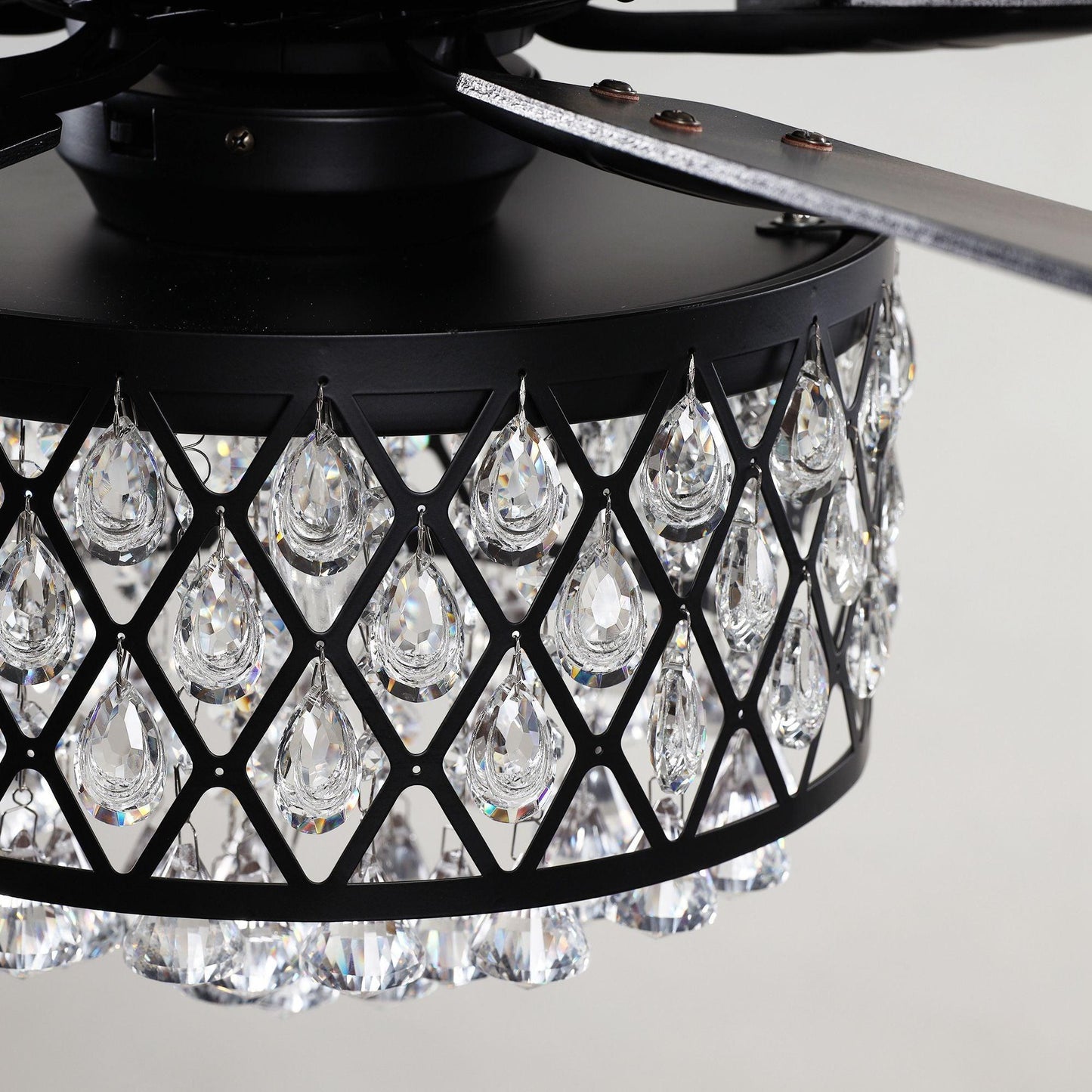 52” Wethington Modern Crystal Chandelier Ceiling Fan With Light And Remote Control Black