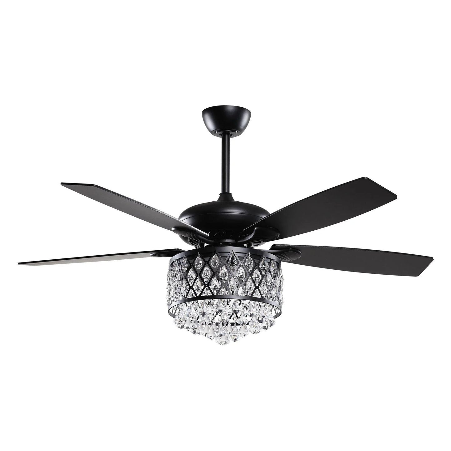 52” Wethington Modern Crystal Chandelier Ceiling Fan with Light And Remote Control Black