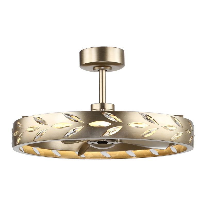 Perimost 29 Inch Antique Silver Downrod Mount Luxury Fandelier with Light and Remote Control