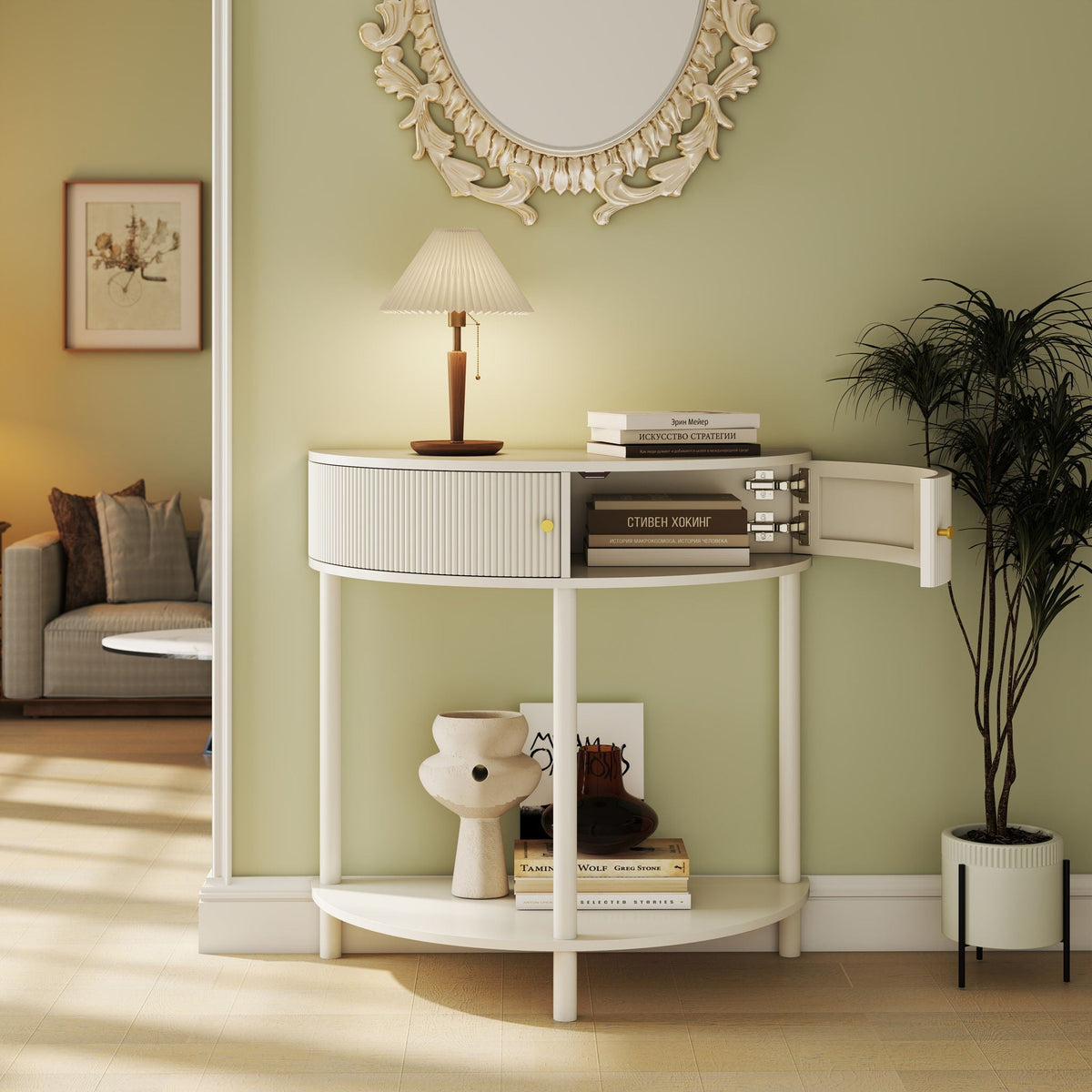 Demi Lune - Console Table With 2 Storage Drawers