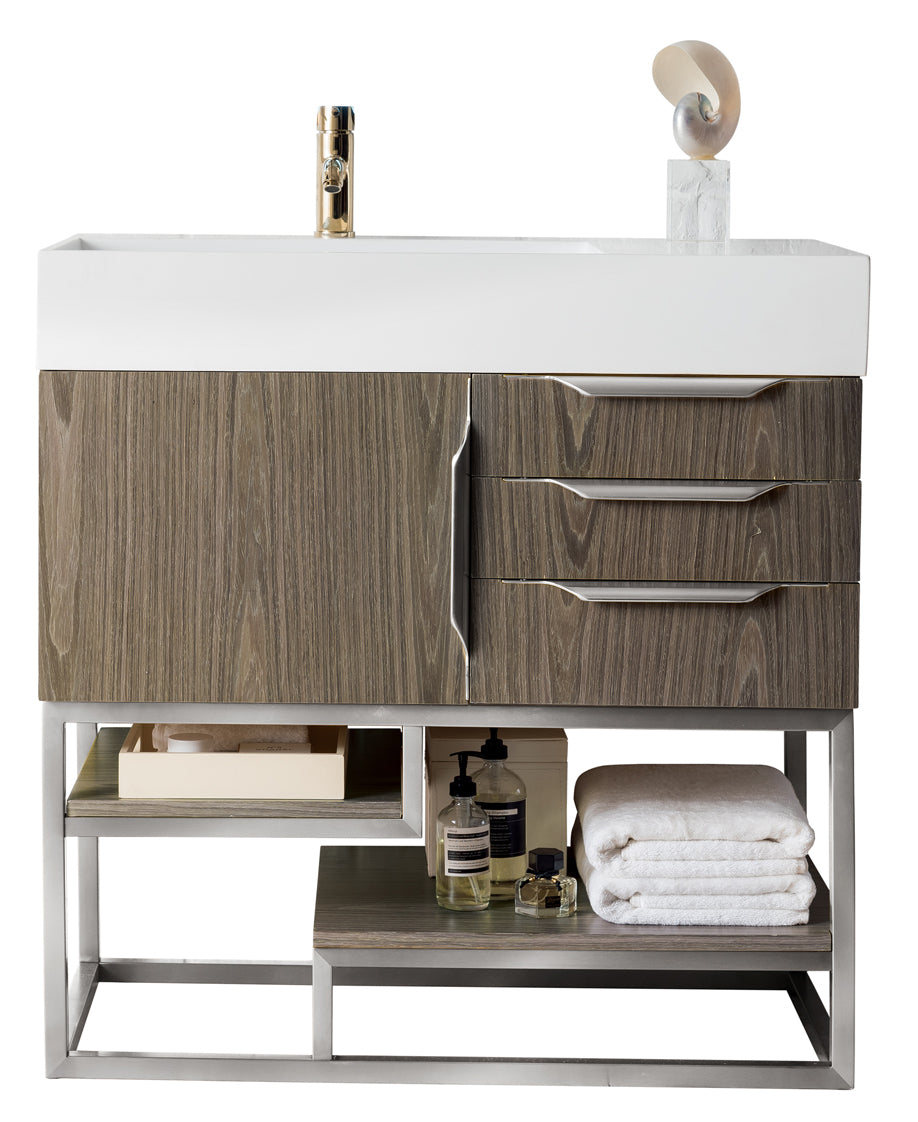 James Martin Columbia 36" Single Vanity Cabinet, Ash Gray