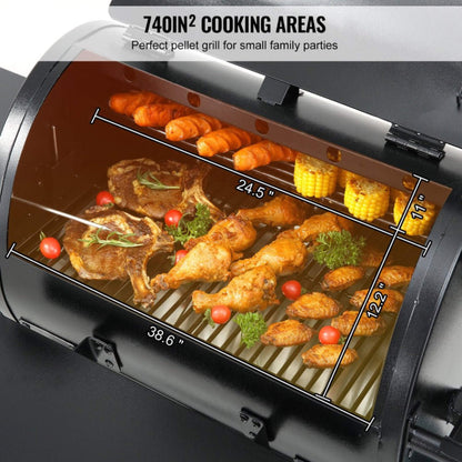 53" Heavy-Duty Portable Wood Pellet BBQ Grill With Cart (SAK93641)