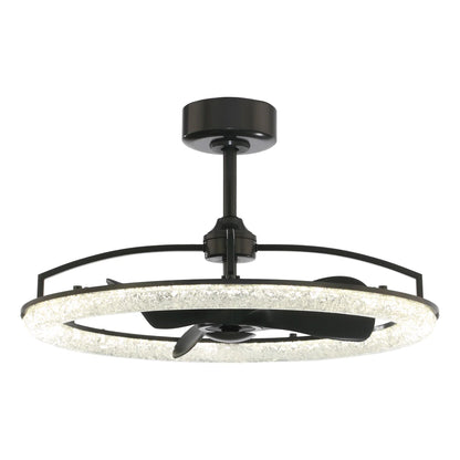 Perimost 32 Inch Black Downrod Mount Luxury Fandelier with Light and Remote Control