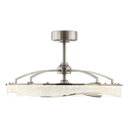 Perimost 33 Inch Satin Nickel Downrod Mount Luxury Fandelier with Light and Remote Control