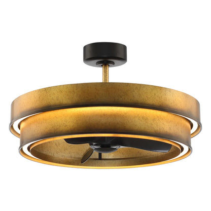 Perimost 32 Inch Eartha Antique Bronze Downrod Mount Luxury Fandelier with Light and Remote Control