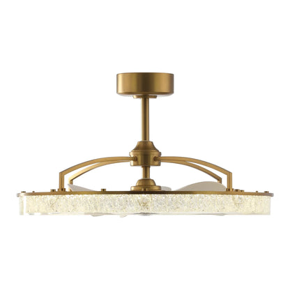 Perimost 32 Inch Andrea Electroplated Golden Luxury LED Fandelier with Remote Control
