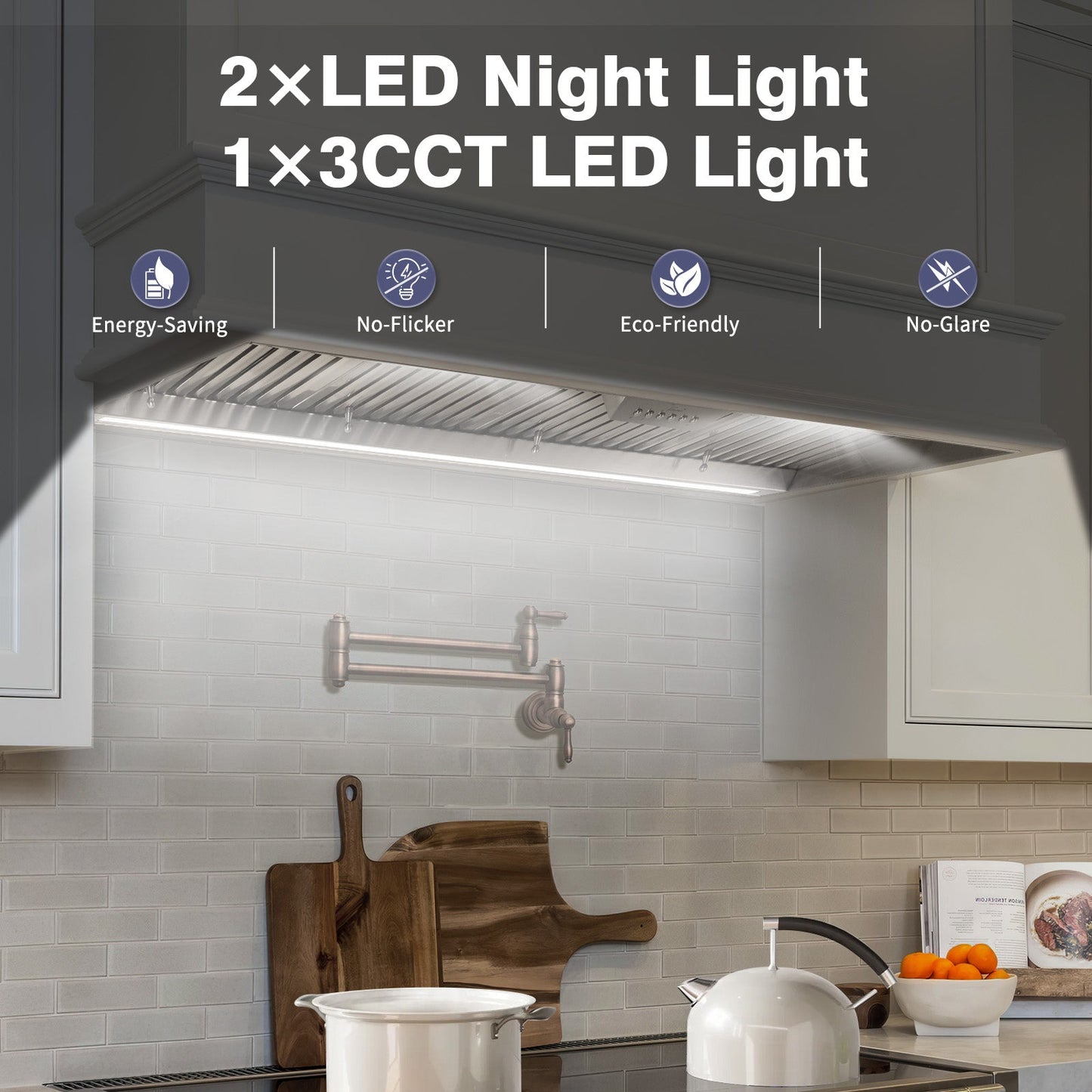 54" Range Hood Insert, 1200 CFM Stainless Steel Ducted Vent Hood Insert with Dimmable LED Lights - NX-19IS-54