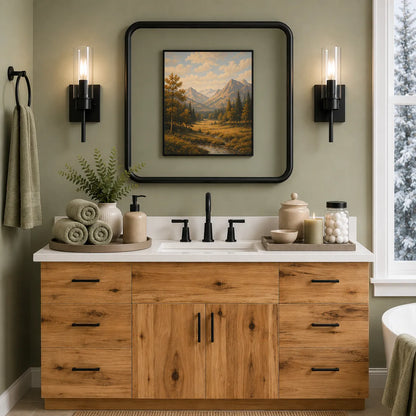54 Inch Hickory Shaker Single Sink Bathroom Vanity with Drawers