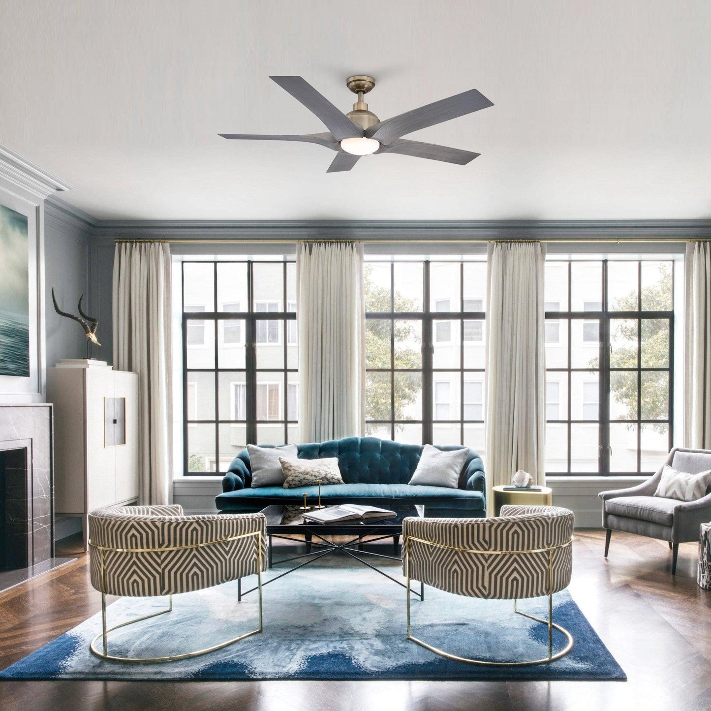 56" Genoa Farmhouse DC Motor Downrod Mount Reversible Ceiling Fan with Lighting and Remote Control