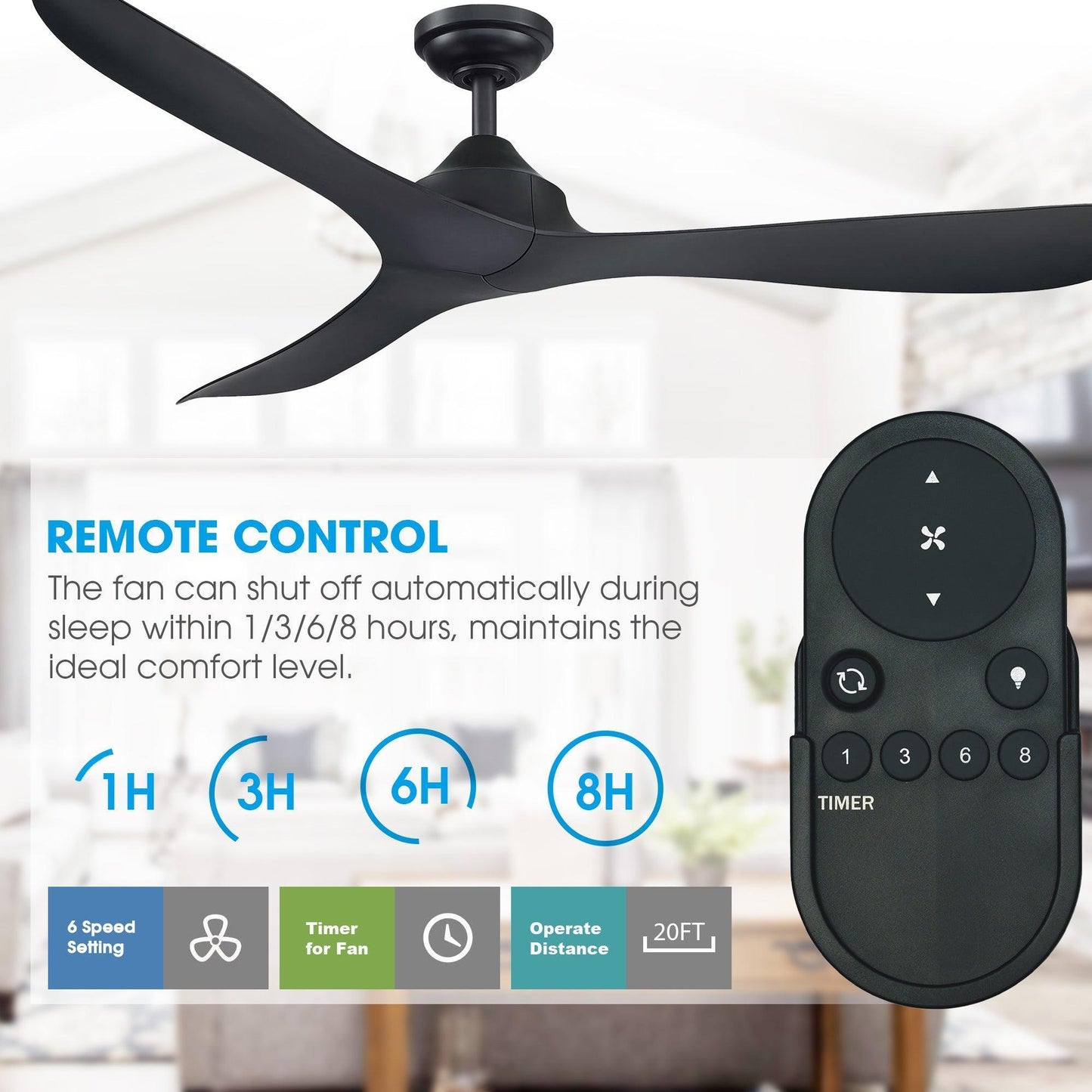 56" Eon Modern Reversible Ceiling Fan With Remote Control