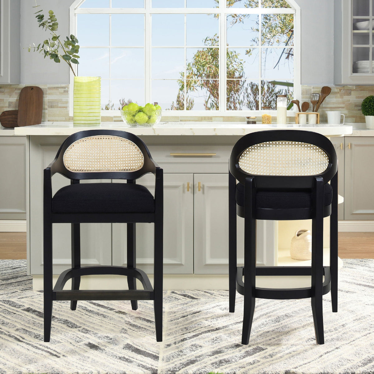 Americana - Mid-Century Modern Cane Back Counter Stool