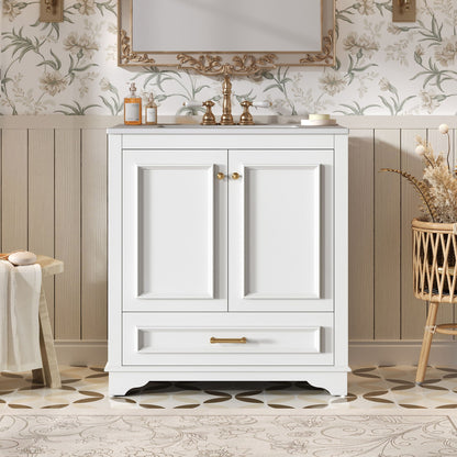 Bathroom Vanity With Sink, Cabinet & 2 Soft Closing Doors & Adjustable Shelf