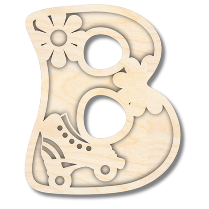 Unfinished Wood Layered Themed Letters | Groovy | A-Z | 2 Piece | up to 24"