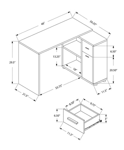 Computer Desk, Home Office, Corner, Storage Drawers, L Shape, Contemporary & Modern