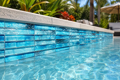 Santorini Teal Stacked 1x6 Glass Tile