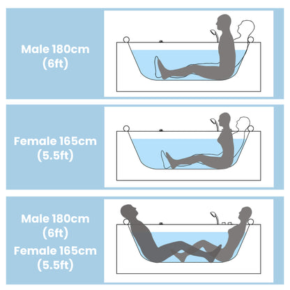Nuvia Serenity 59-Inch 2-Person Acrylic Corner Whirlpool 16-Jet Hydro Massage Bathtub With Heater Rainbow Light (SAK12058)