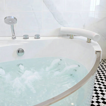 Nuvia Serenity 59-Inch 2-Person Acrylic Corner Whirlpool 16-Jet Hydro Massage Bathtub With Heater Rainbow Light (SAK12058)