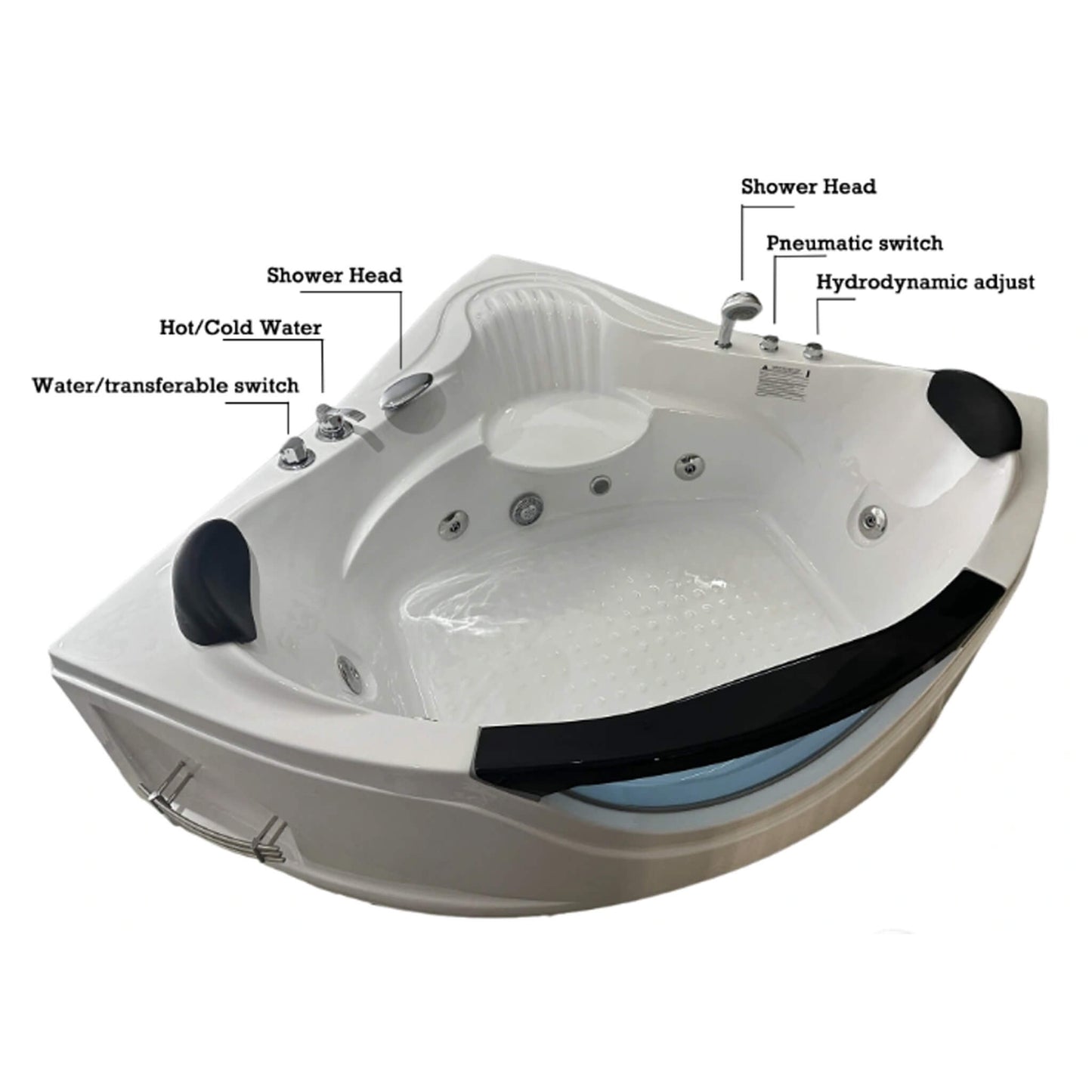 Nuvia Celestia 59-Inch 2-Person Luxury Corner Whirlpool Jetted Bathtub (SAK97310)